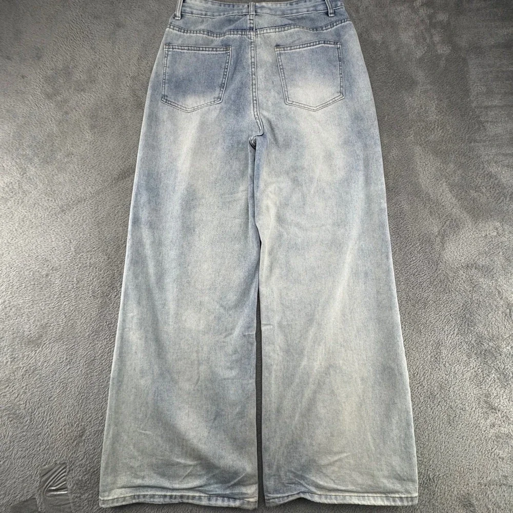 Unbranded Light Wash Wide Leg High Waisted Denim Jeans 28x30 Light Blue Relaxed - Picture 3 of 12